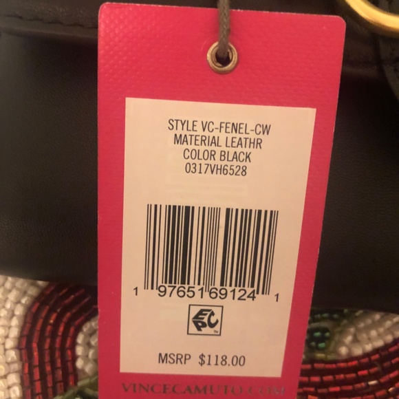 Holiday price drop tag Vince Camuto Fenel leather black and gold crossbody bag - Picture 5 of 8